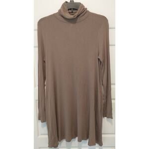Mittoshop Turtle Neck Dress Long Sleeve. Women's Small. Brown.